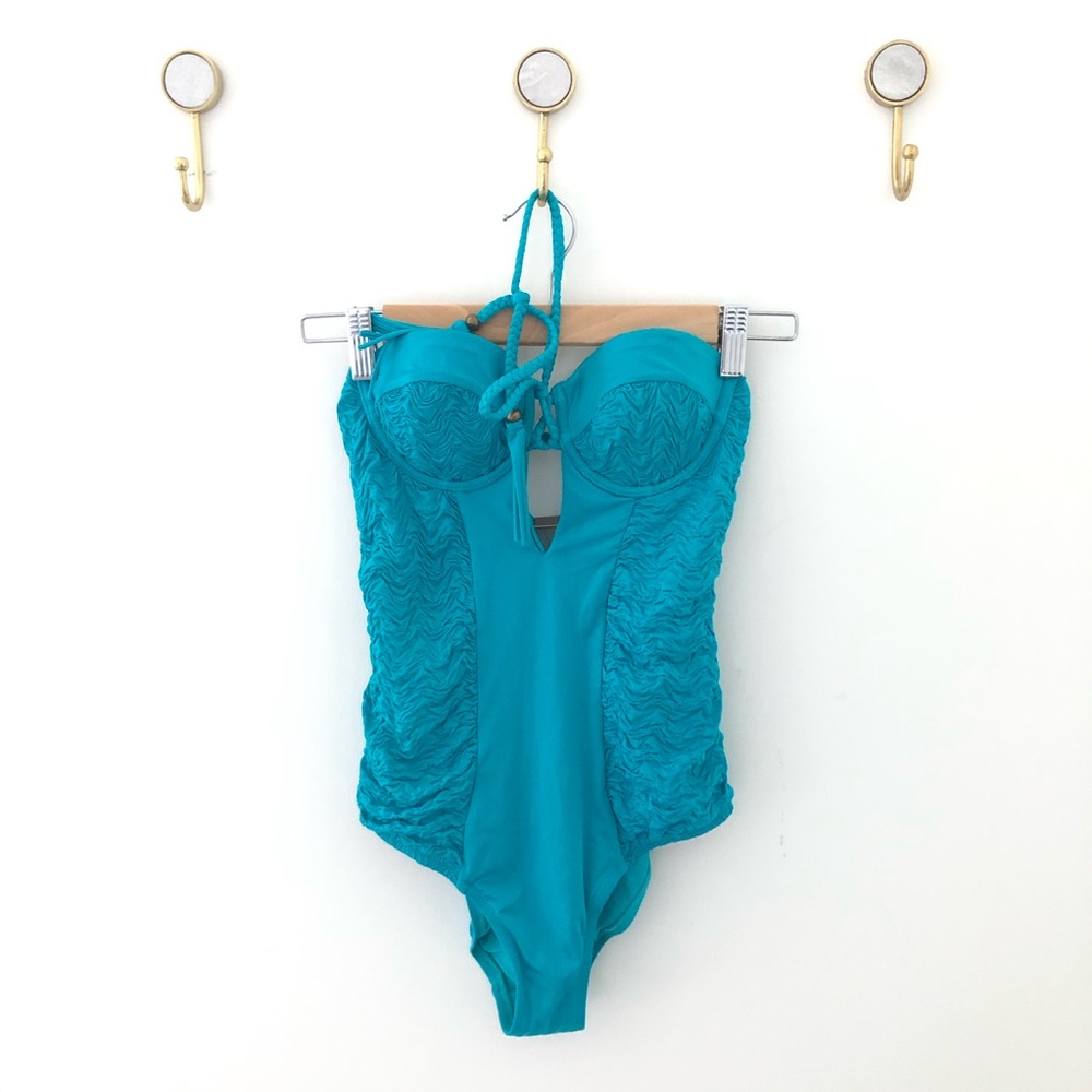 NANETTE LEPORE teal aqua one piece swimsuit XS